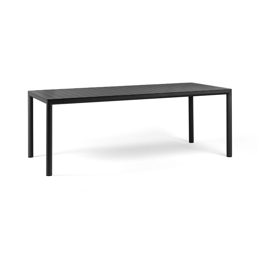 Black Nardi Tevere outdoor extension dining table, ideal for alfresco furniture displayed on a plain white background, viewed from a front angle.
