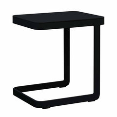 Black 58 cm aluminium 'Verona' outdoor side table displayed on a plain white background, viewed from a front angle.