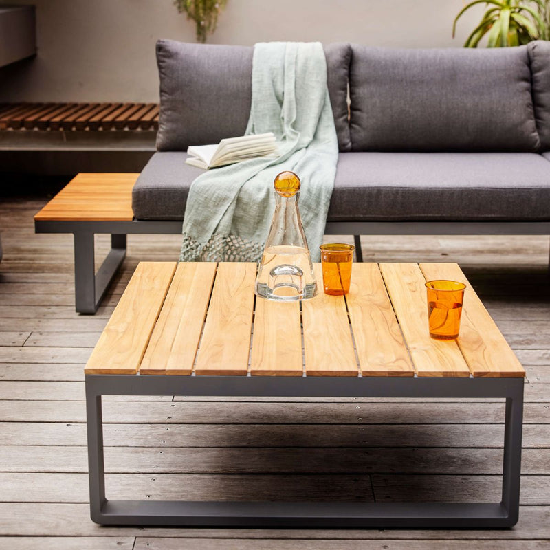 Alpha Lounge Setting in charcoal colour, Hannover Outdoor Aluminium Corner Lounge Outdoor Furniture Outdoor Lounge with 3-seater sofa, 2-seater sofa, and coffee table