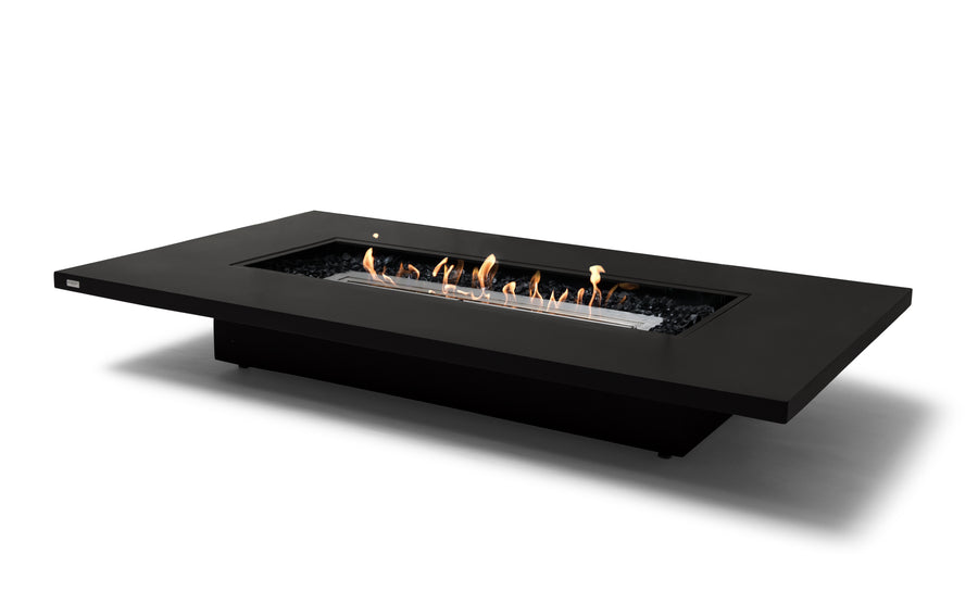 Black rectangular EcoSmart Daiquiri 70 outdoor firepit displayed on a plain white background, viewed from a front angle.