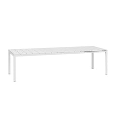 White 210/280 cm Nardi Rio Resin Extension Dining Table, ideal for alfresco furniture setups, displayed on a plain white background, viewed from a front angle.
