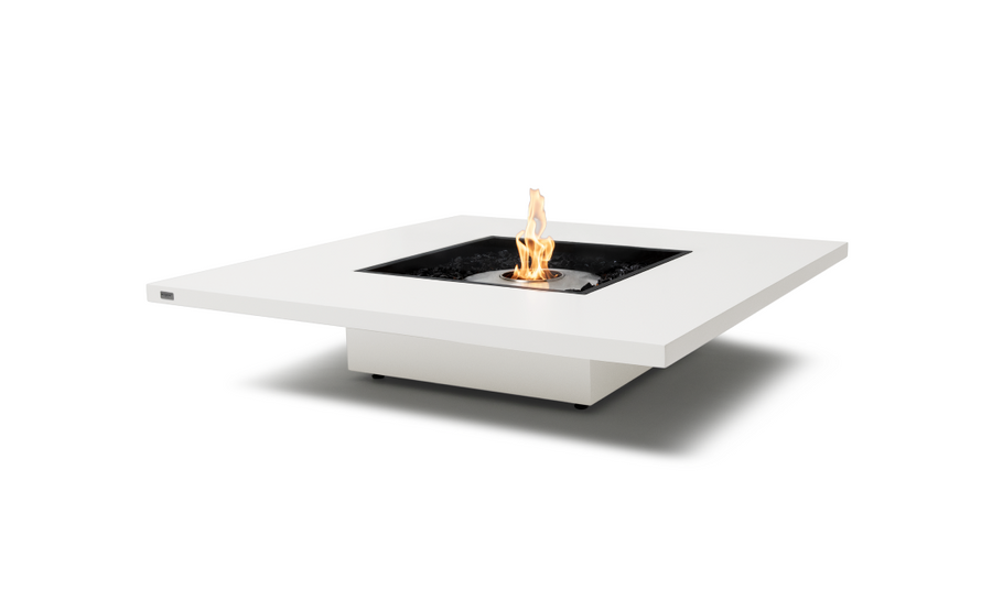 White square EcoSmart Vertigo 50 outdoor firepit displayed on a plain white background, viewed from a front angle.