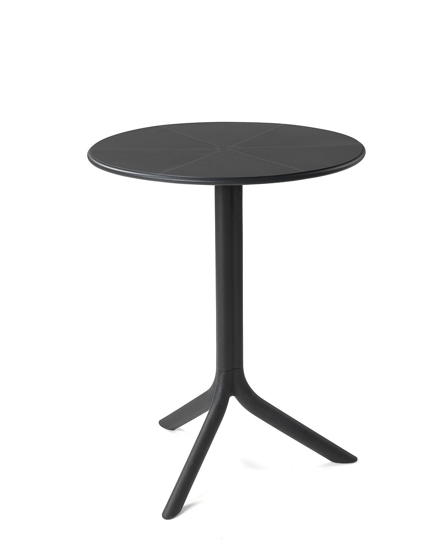 Black 60.5 cm Nardi Spritz Outdoor Resin Round Dining Table, ideal for alfresco furniture setups, displayed on a plain white background, viewed from the front.