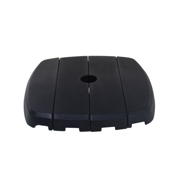 Durable water-filled resin square black umbrella base, 4 pieces, 100 cm, set against plain white background, designed for stability and securing outdoor umbrellas, perfect for outdoor furniture settings