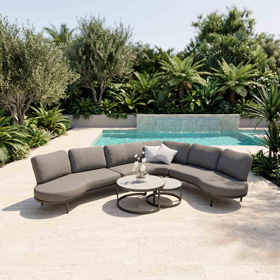 Aberdeen 5 Seater Aluminium Outdoor Lounge with Ancona Coffee Table
