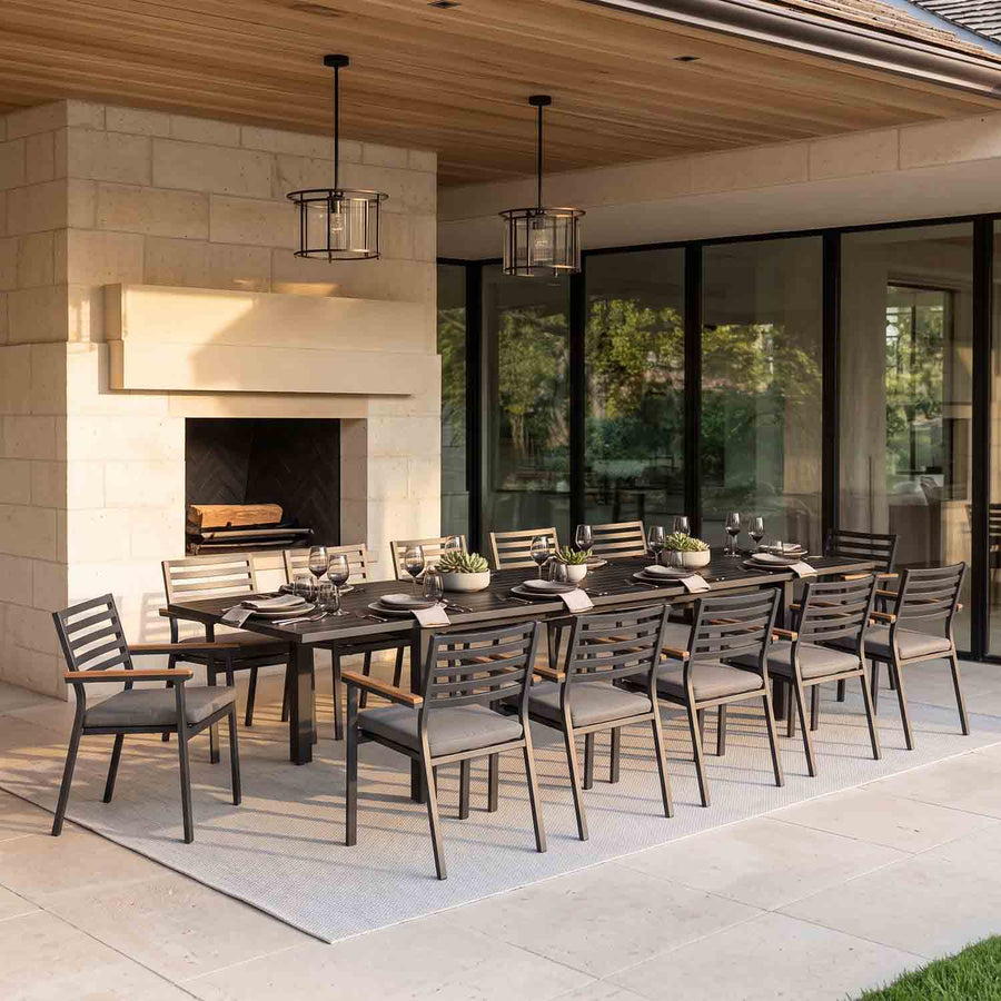 Coda Extension Table Lotus Chair Outdoor Dining Setting