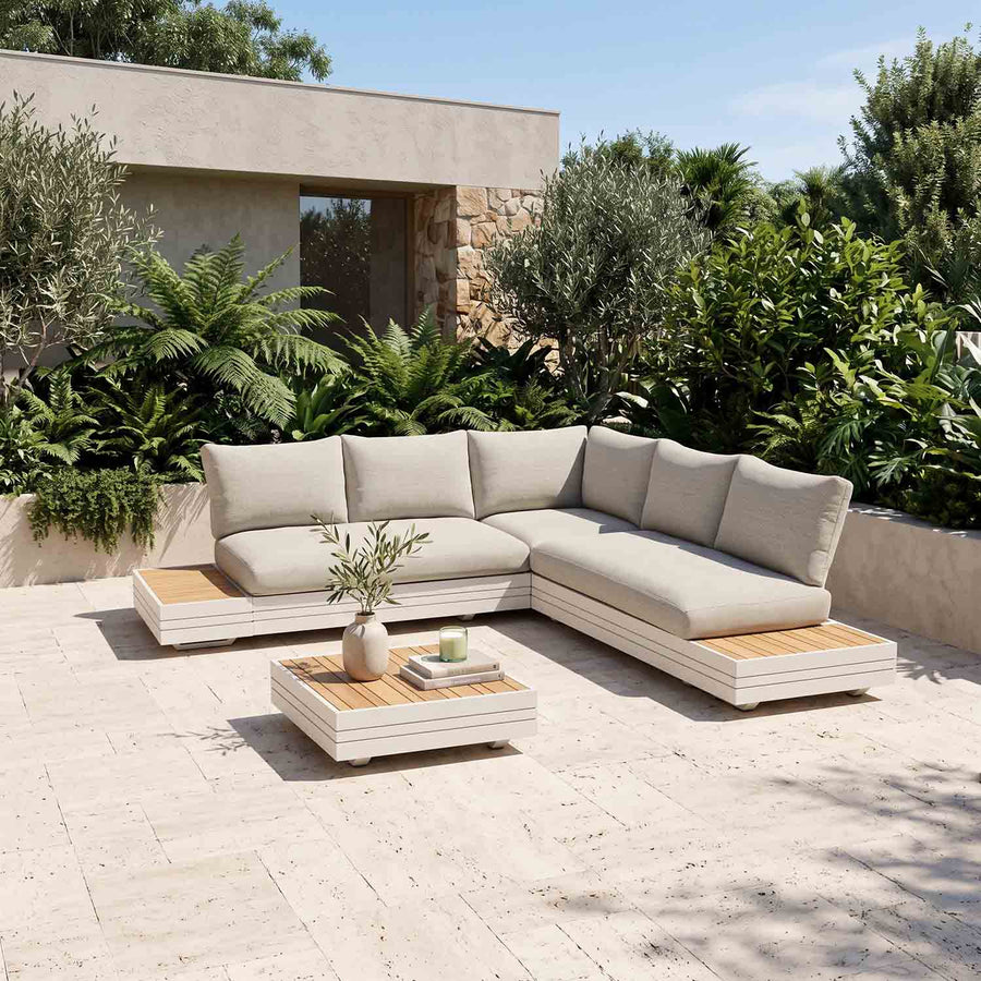 Hannover II 5 Seater Aluminium Outdoor Modular Lounge With Coffee Table