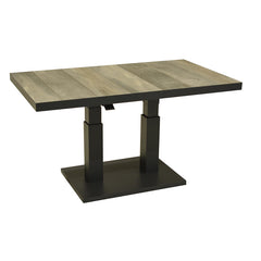 The 130 cm 'Clifton' rectangular outdoor coffee table features a dark grey aluminium frame and a light brown ceramic tabletop and is displayed on a plain white background, viewed from a side angle.