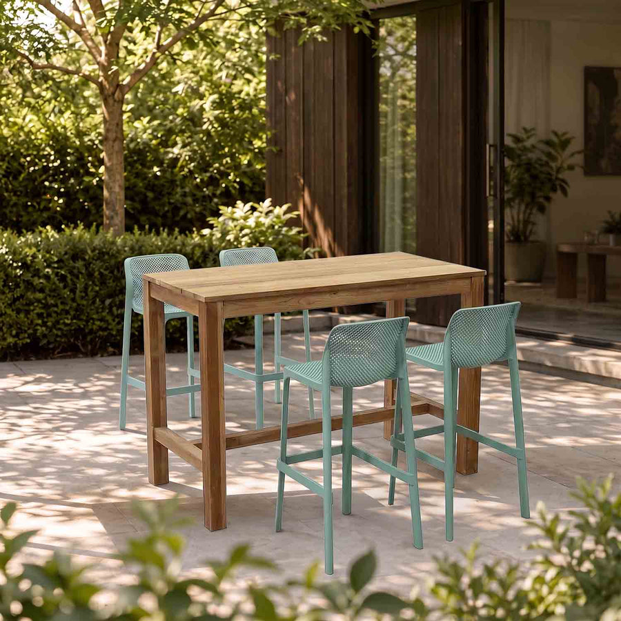 Miles Table Net Stool Outdoor Bar Setting