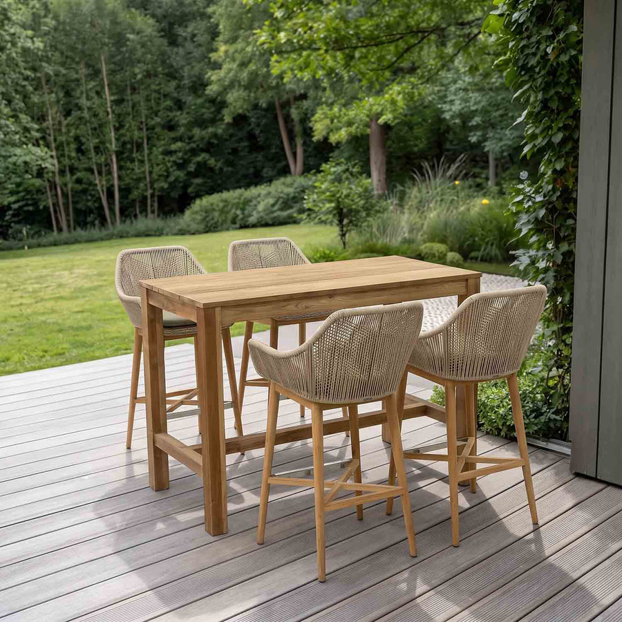 Miles Table String Stool Outdoor Bar Setting