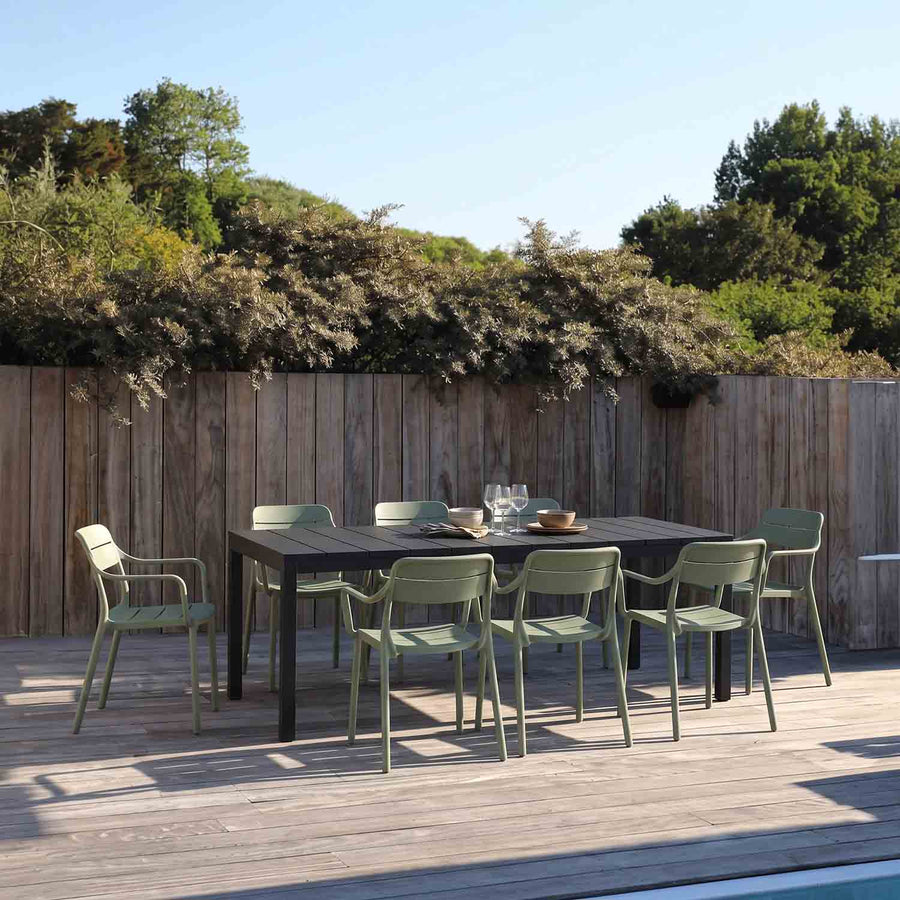 Nardi Rio 140 cm Aluminium Table Cassia Armchair Outdoor Dining Setting