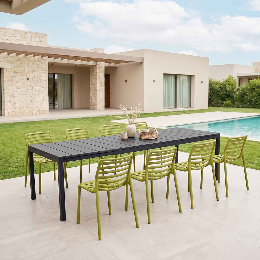 Nardi Rio 140 cm Aluminium Table Doga Armless Chair Outdoor Dining Setting