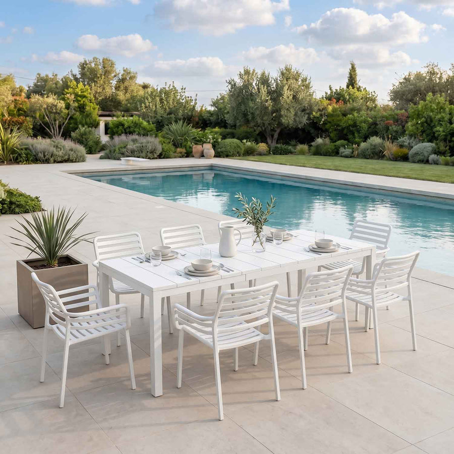 Nardi Rio 210 cm Aluminium Table Doga Dining Chair Outdoor Dining Setting