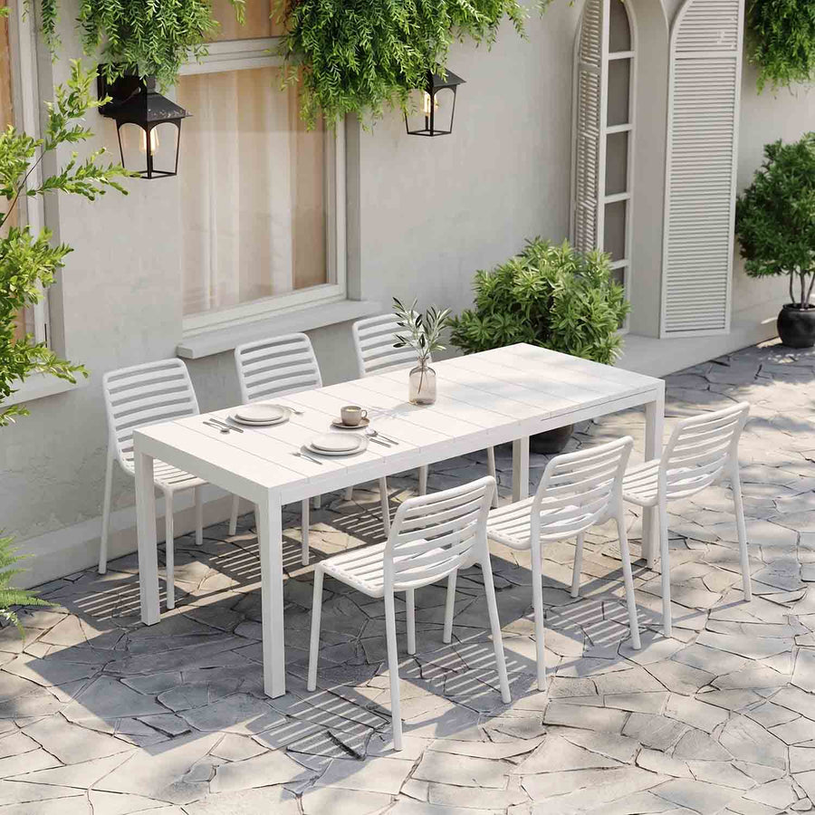 Nardi Rio Aluminium Table Doga Dining Armless Chair Outdoor Dining Setting