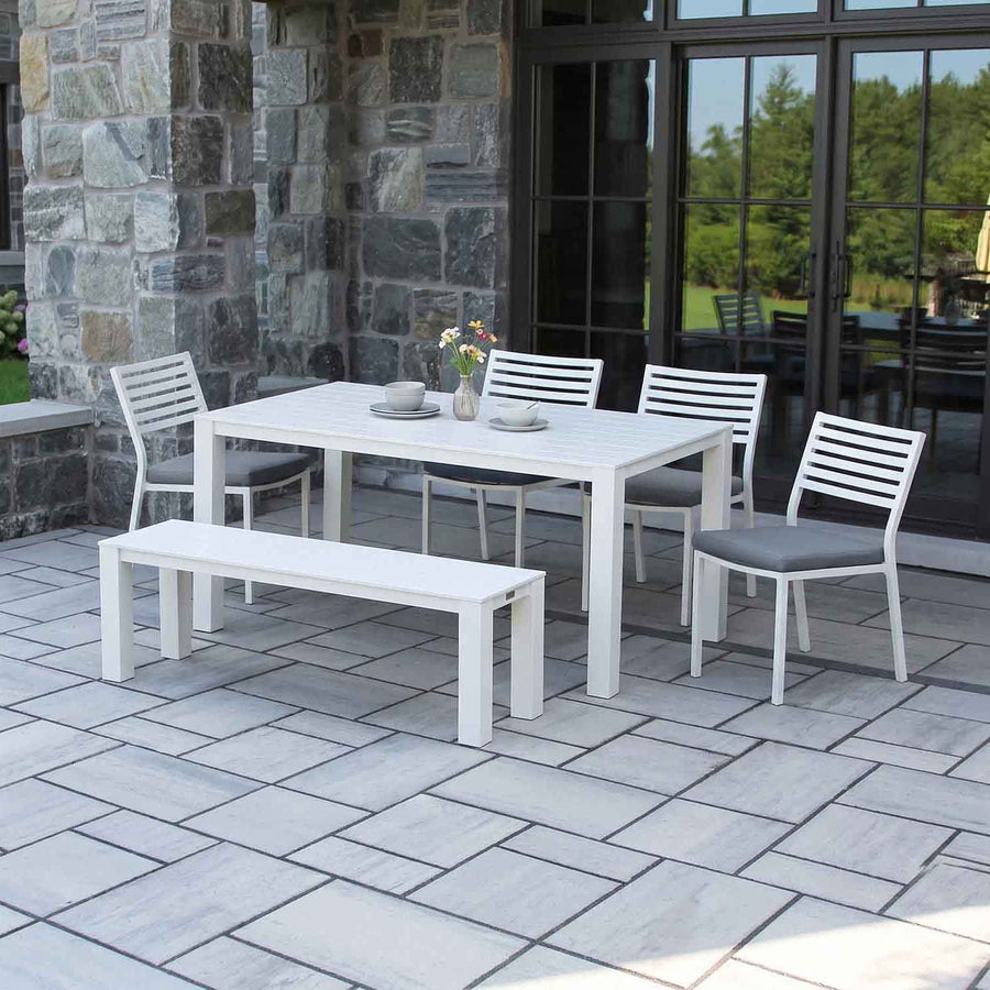 Vernon 160 cm Table Vernon 140 cm Bench and Coda Chair Outdoor Dining Setting