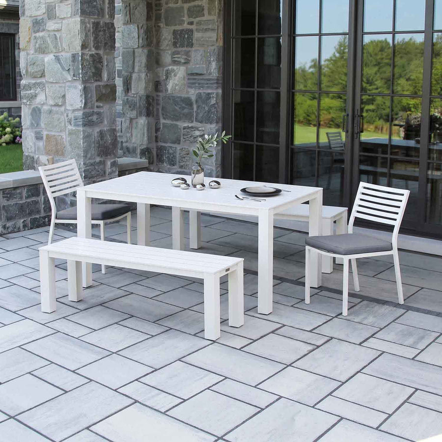 Vernon 160 cm Table Vernon 140 cm Bench and Coda Chair Outdoor Dining Setting
