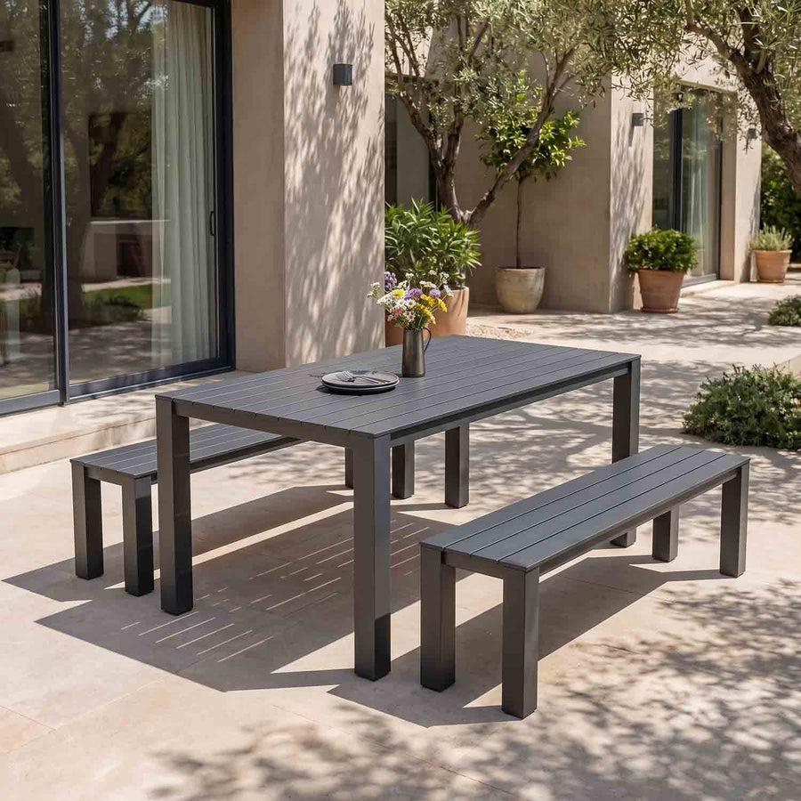 Vernon 180 cm Table Vernon 160 cm Bench Outdoor Dining Setting
