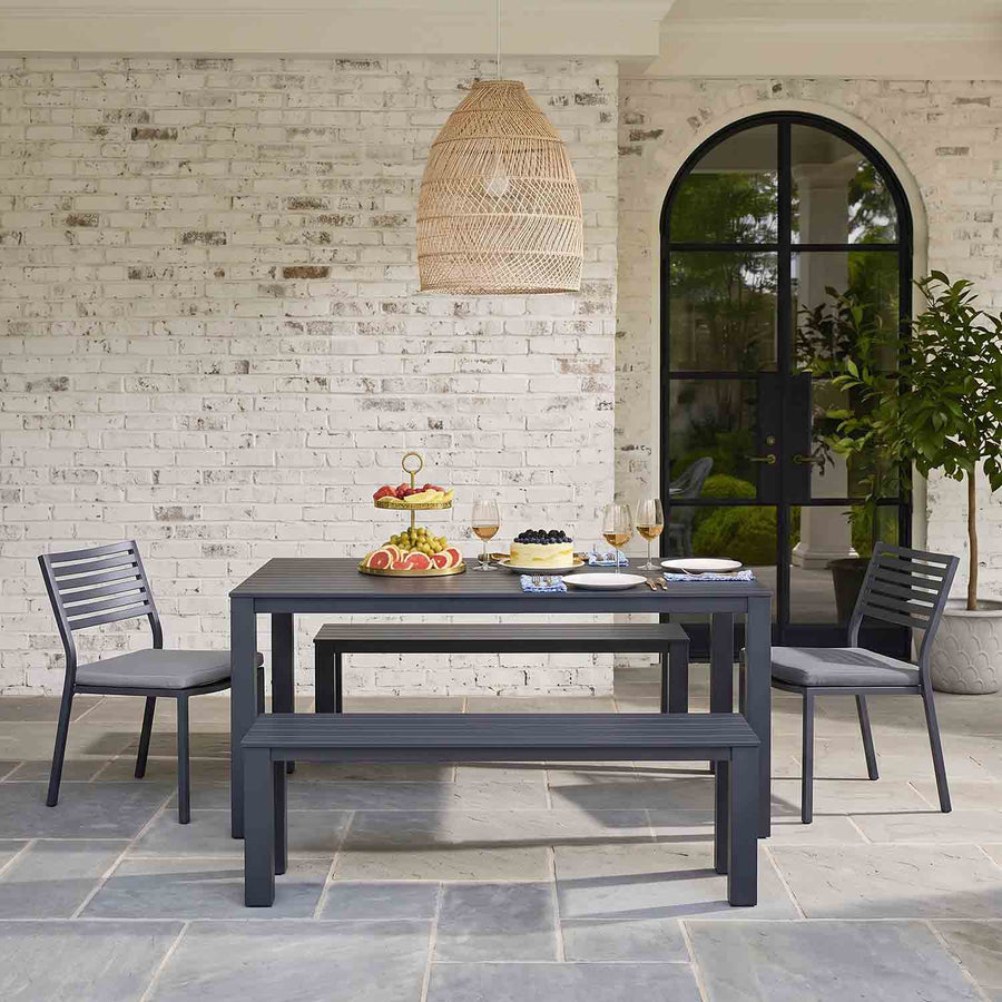 Vernon 180 cm Table Vernon 160 cm Bench and Coda Chair Outdoor Dining Setting