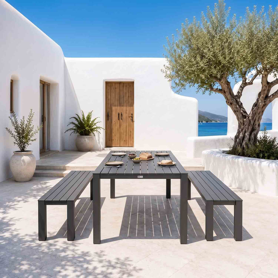 Vernon 220 cm Table Vernon 200 cm Bench Outdoor Dining Setting