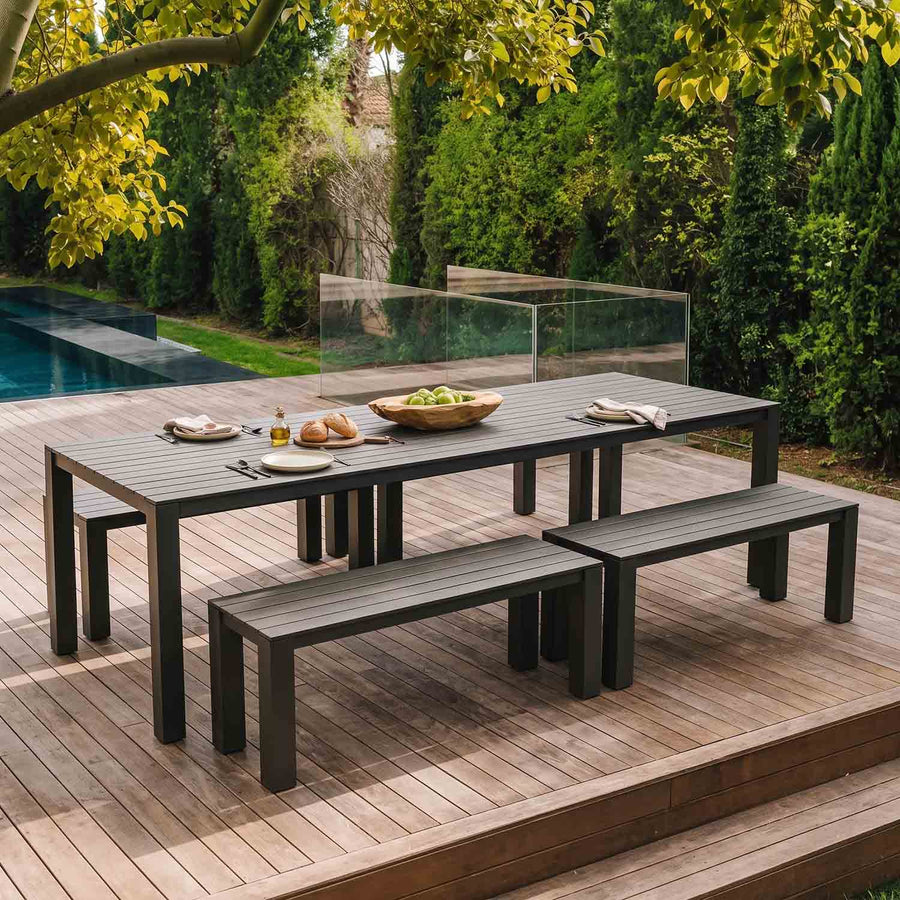 Vernon 270 cm Table Vernon 120 cm Bench Outdoor Dining Setting