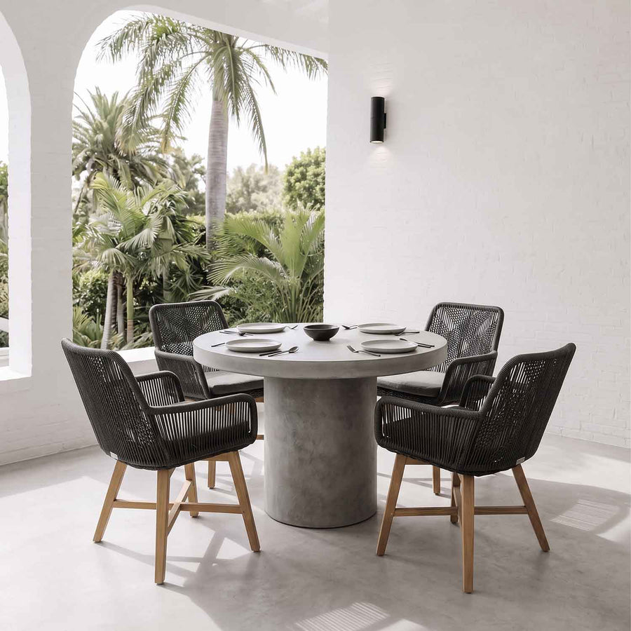 Zen Round Table Armenia Wicker Chair Outdoor Dining Setting