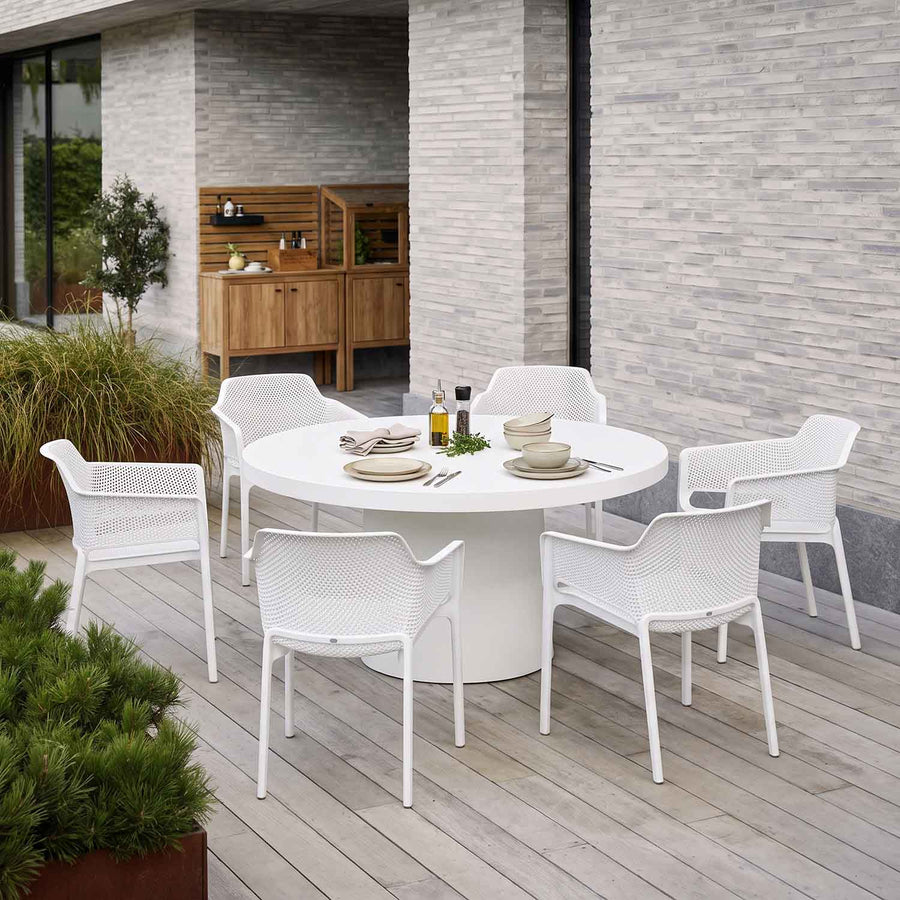 Zen Round Table Net Chair Outdoor Dining Setting