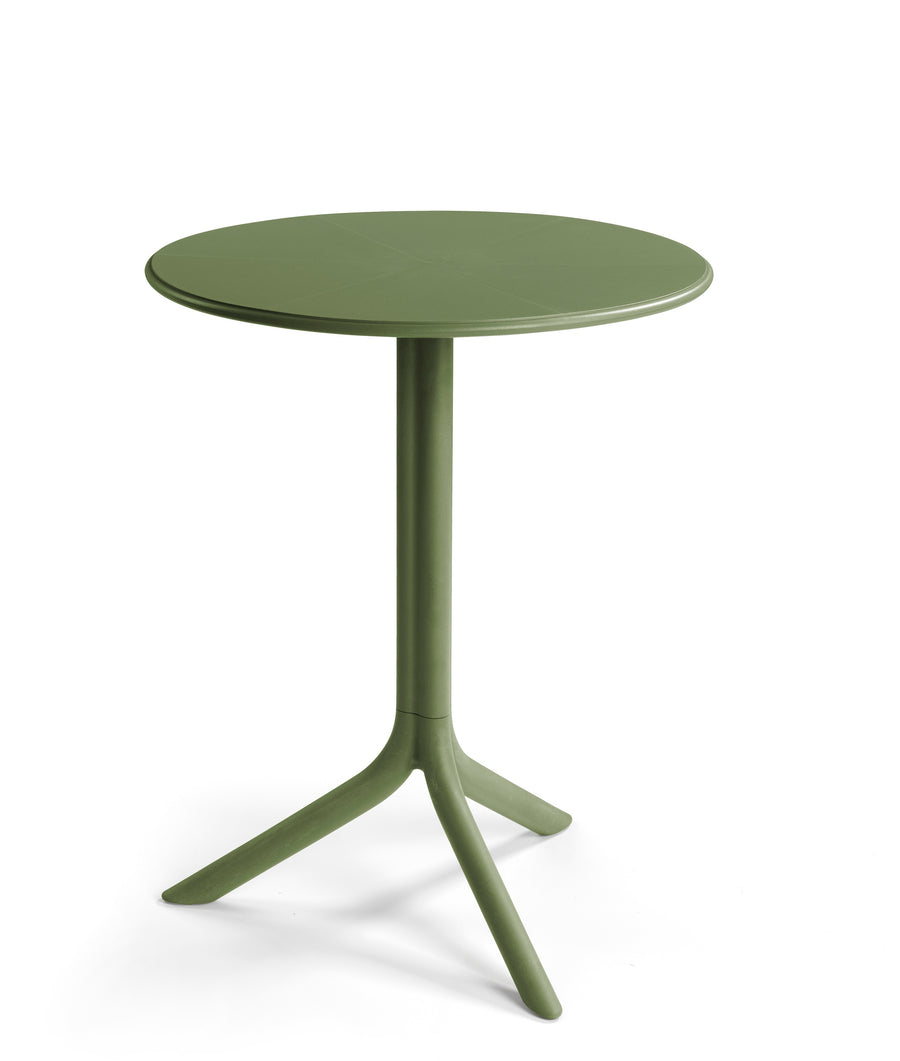 Green 60.5 cm Nardi Spritz Outdoor Resin Round Dining Table, ideal for alfresco furniture setups, displayed on a plain white background, viewed from the front.