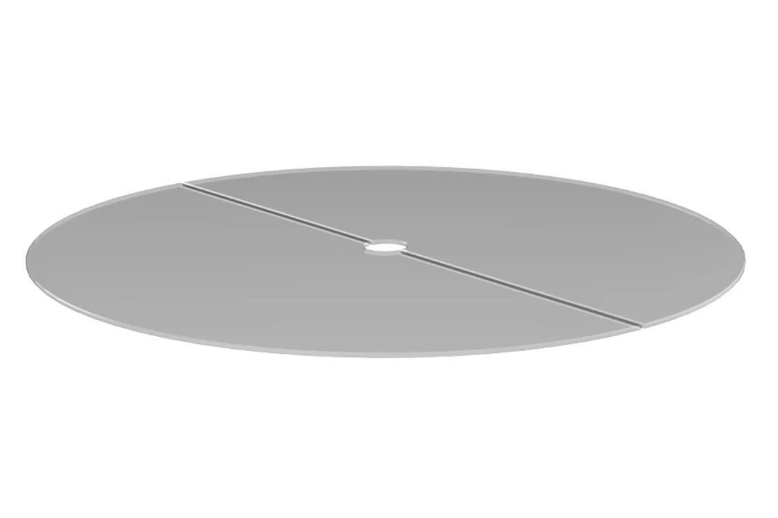 Grey circular fire pit cover from EcoSmart, set against a plain white background, designed to protect your EcoSmart fire pit.
