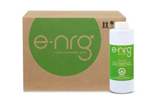 Bottle and box of EcoSmart firepit fuel, set against a plain white background, designed to provide optimal performance for your firepit.