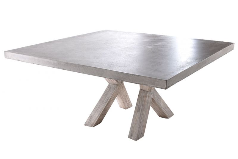 Zen Outdoor Concrete Dining Table 160 cm With Teak Cross Leg
