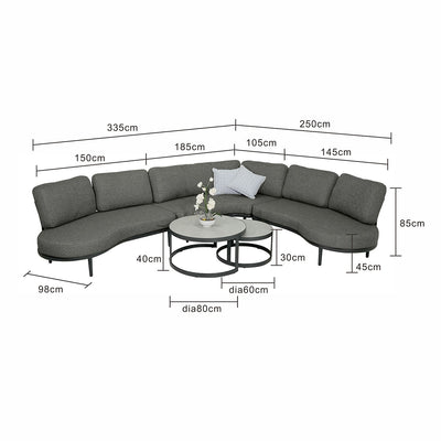Aberdeen 5 Seater Aluminium Outdoor Lounge with Ancona Coffee Table