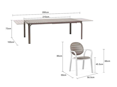 Nardi Alloro Table Palma Chair Outdoor Dining Setting 9PC