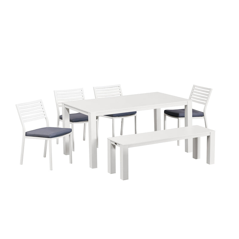 Vernon 160 cm Table Vernon 140 cm Bench and Coda Chair Outdoor Dining Setting