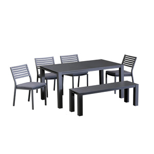 Vernon 160 cm Table Vernon 140 cm Bench and Coda Chair Outdoor Dining Setting