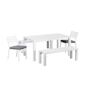 Vernon 160 cm Table Vernon 140 cm Bench and Coda Chair Outdoor Dining Setting