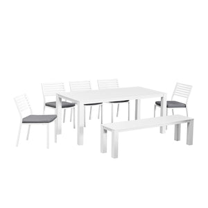 Vernon 180 cm Table Vernon 160 cm Bench and Coda Chair Outdoor Dining Setting