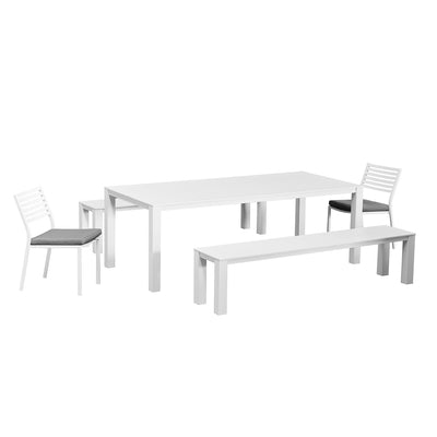 Vernon 220 cm Table Vernon 200 cm Bench and Coda Chair Outdoor Dining Setting