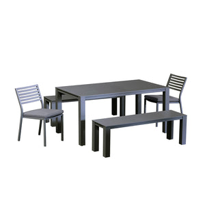 Vernon 160 cm Table Vernon 140 cm Bench and Coda Chair Outdoor Dining Setting