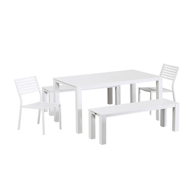Vernon 160 cm Table Vernon 140 cm Bench and Coda Chair Outdoor Dining Setting