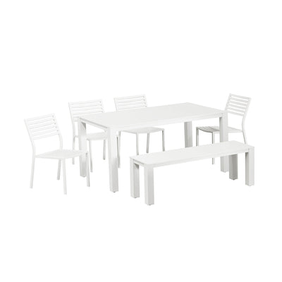 Vernon 160 cm Table Vernon 140 cm Bench and Coda Chair Outdoor Dining Setting