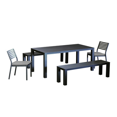 Vernon 180 cm Table Vernon 160 cm Bench and Coda Chair Outdoor Dining Setting