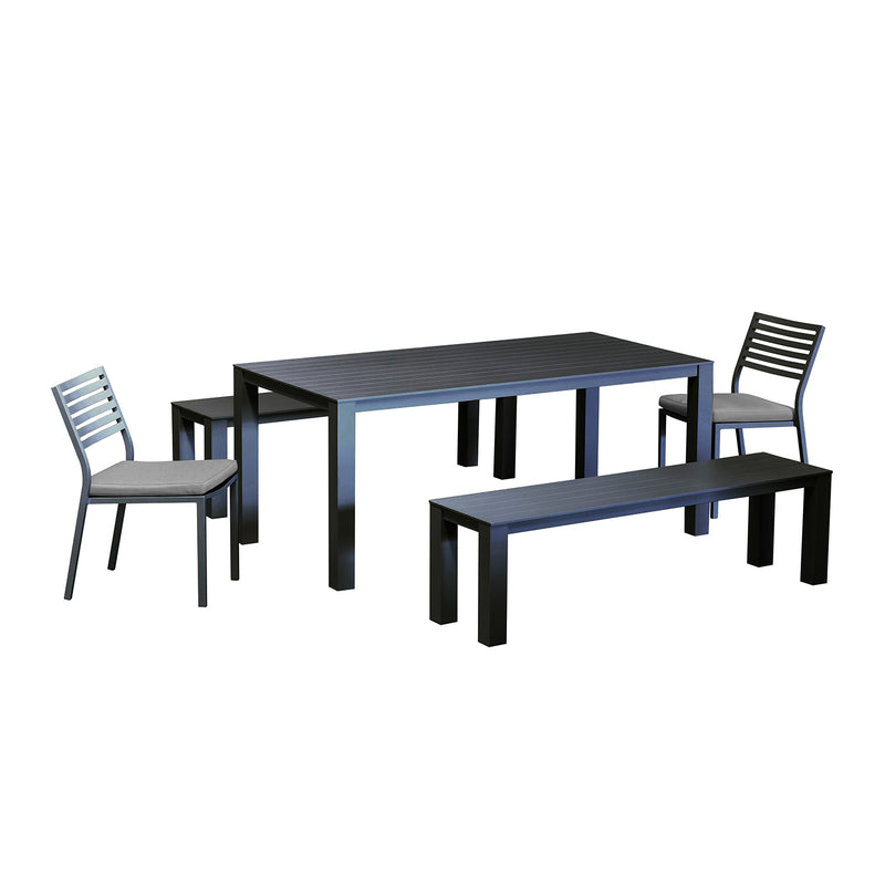 Vernon 180 cm Table Vernon 160 cm Bench and Coda Chair Outdoor Dining Setting