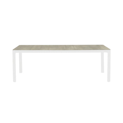 White 220 cm ceramic dining table from the 'Clifton' range, perfect for alfresco furniture setups, displayed on a plain white background, viewed from the front.