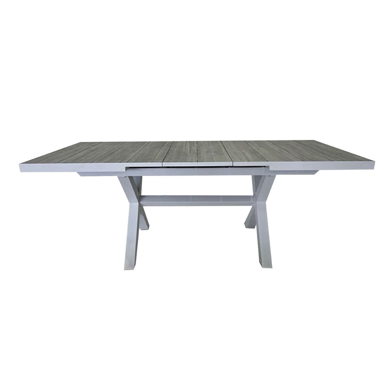 White ceramic extendable outdoor dining table from the &