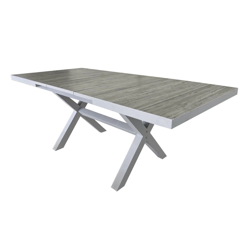White ceramic extendable outdoor dining table from the &