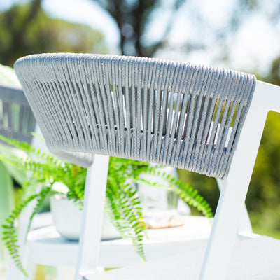 Auto Dining Chair in rope or twist wicker, available in charcoal/white, lightweight for outdoor furniture