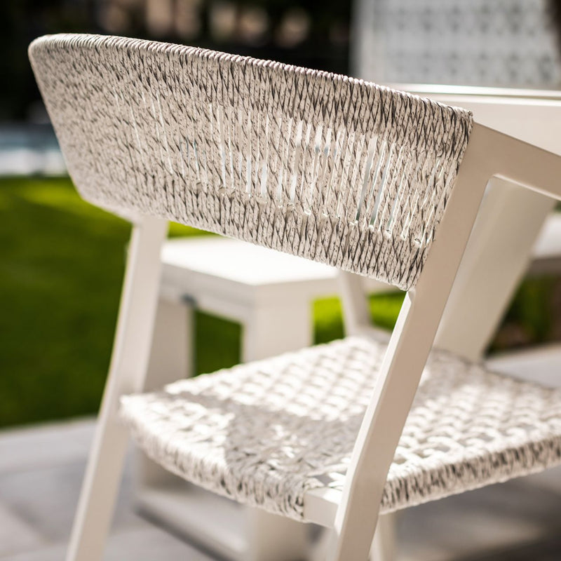 Charcoal and white Auto Dining Chair in rope and twist wicker material, ideal Outdoor Furniture and Outdoor Chairs.