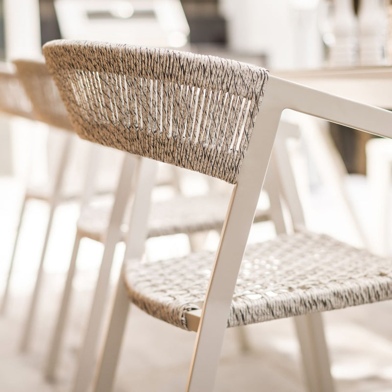 Charcoal and white Auto Dining Chair in rope and twist wicker material, a stylish piece of Outdoor Furniture and Outdoor Chairs.