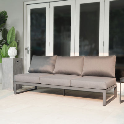 Modular Denver outdoor furniture set in Charcoal or White, can be a one-seater, three-seater sofa, or outdoor lounge