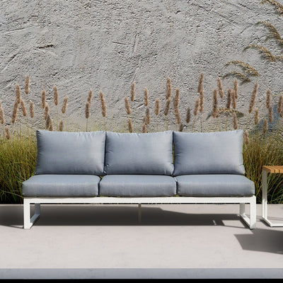 Modular Denver outdoor furniture set in Charcoal or White, can be a one-seater, three-seater sofa, or outdoor lounge